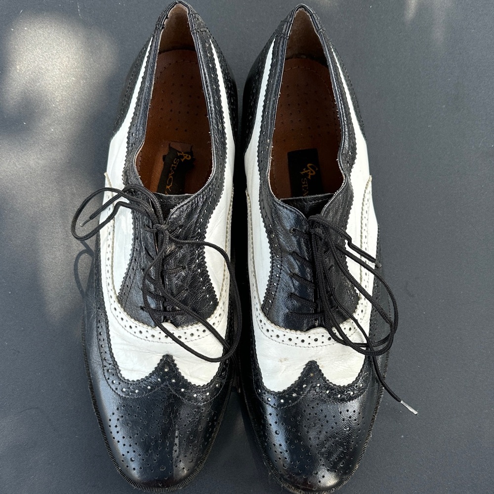 Stacy Adams Black and White Oxford Shoes